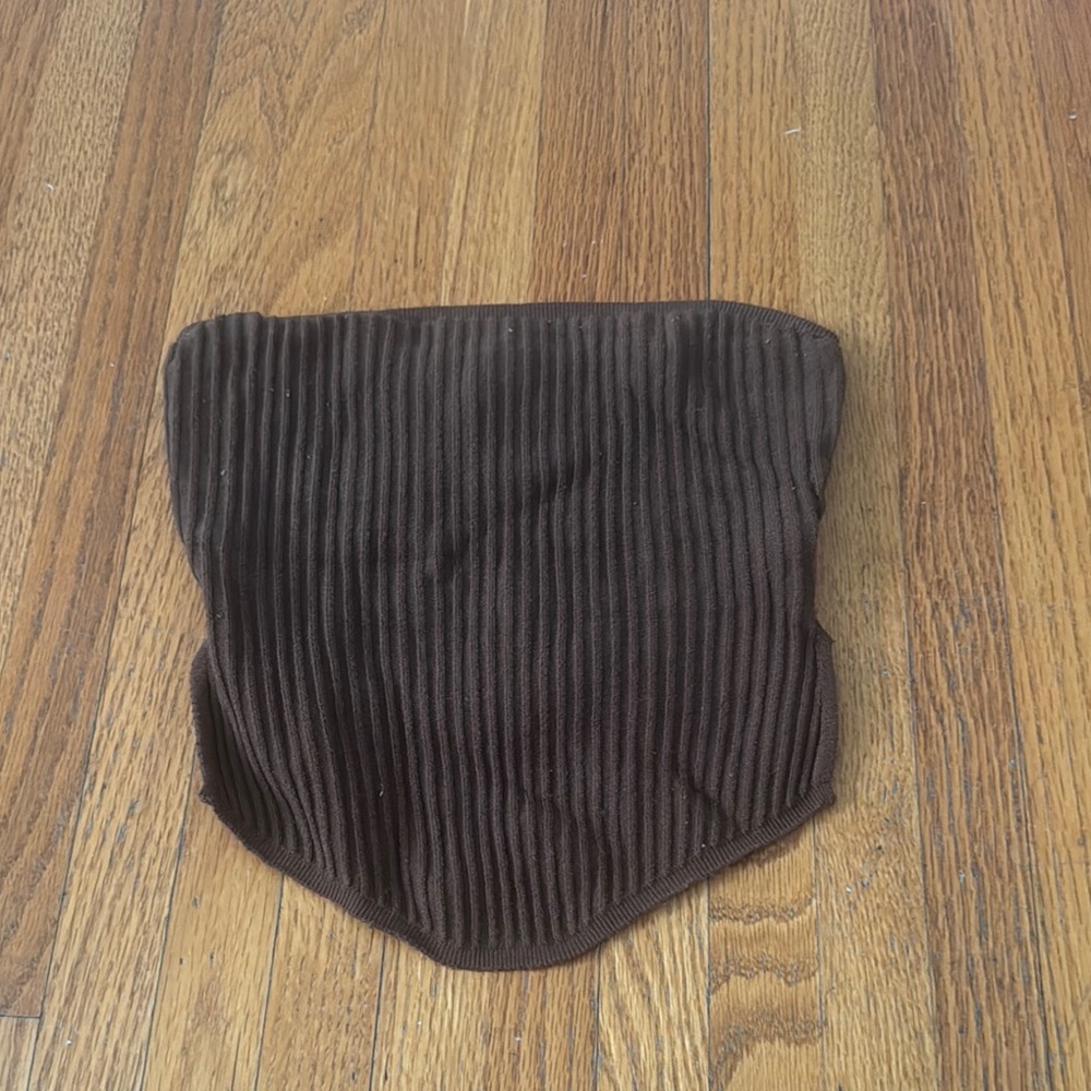 White Fox Boutique Ribbed Brown Crop Top